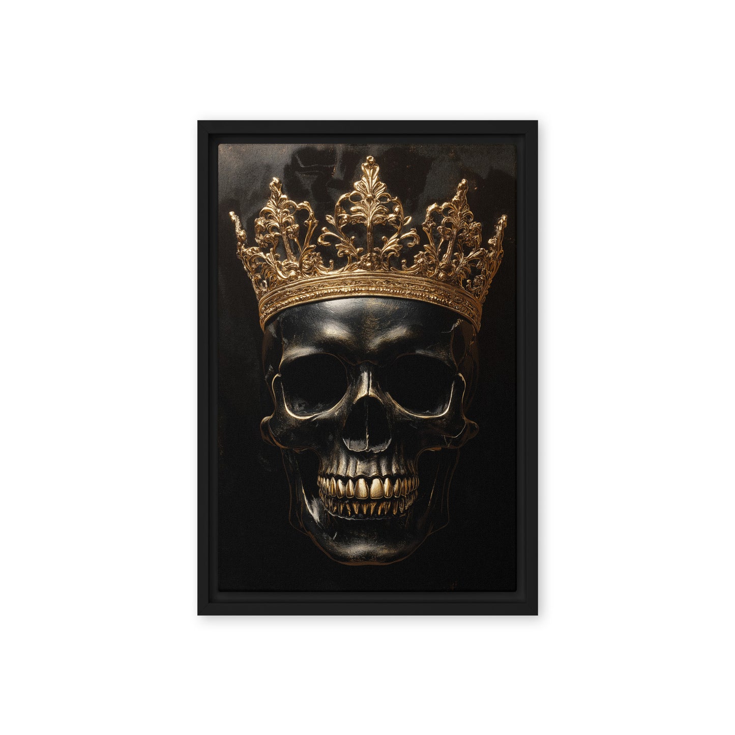 Skull with Golden Crown Gothic Art Framed Canvas