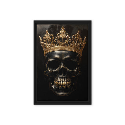 Skull with Golden Crown Gothic Art Framed Canvas
