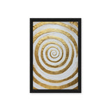 Gold & White Spiral Modern Art Framed Canvas