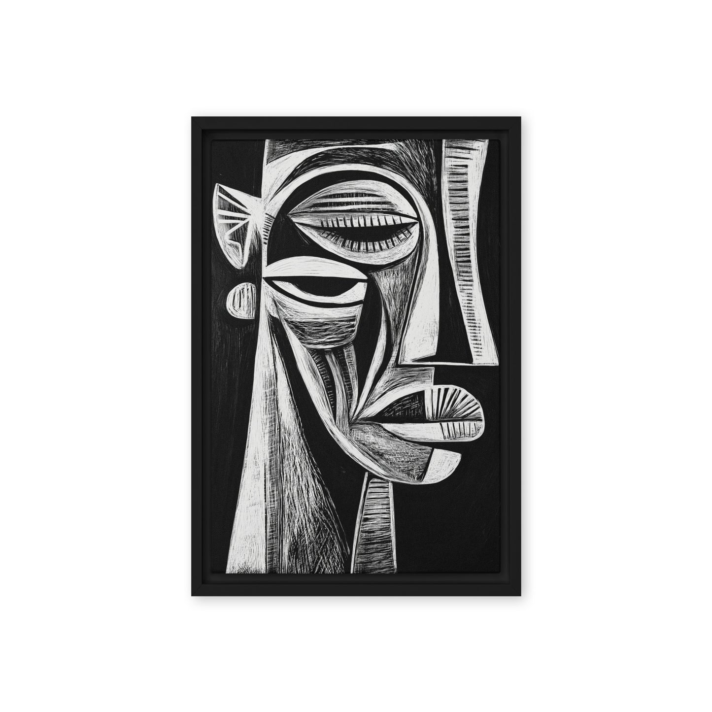 African Abstract Art Black & White Digital Print