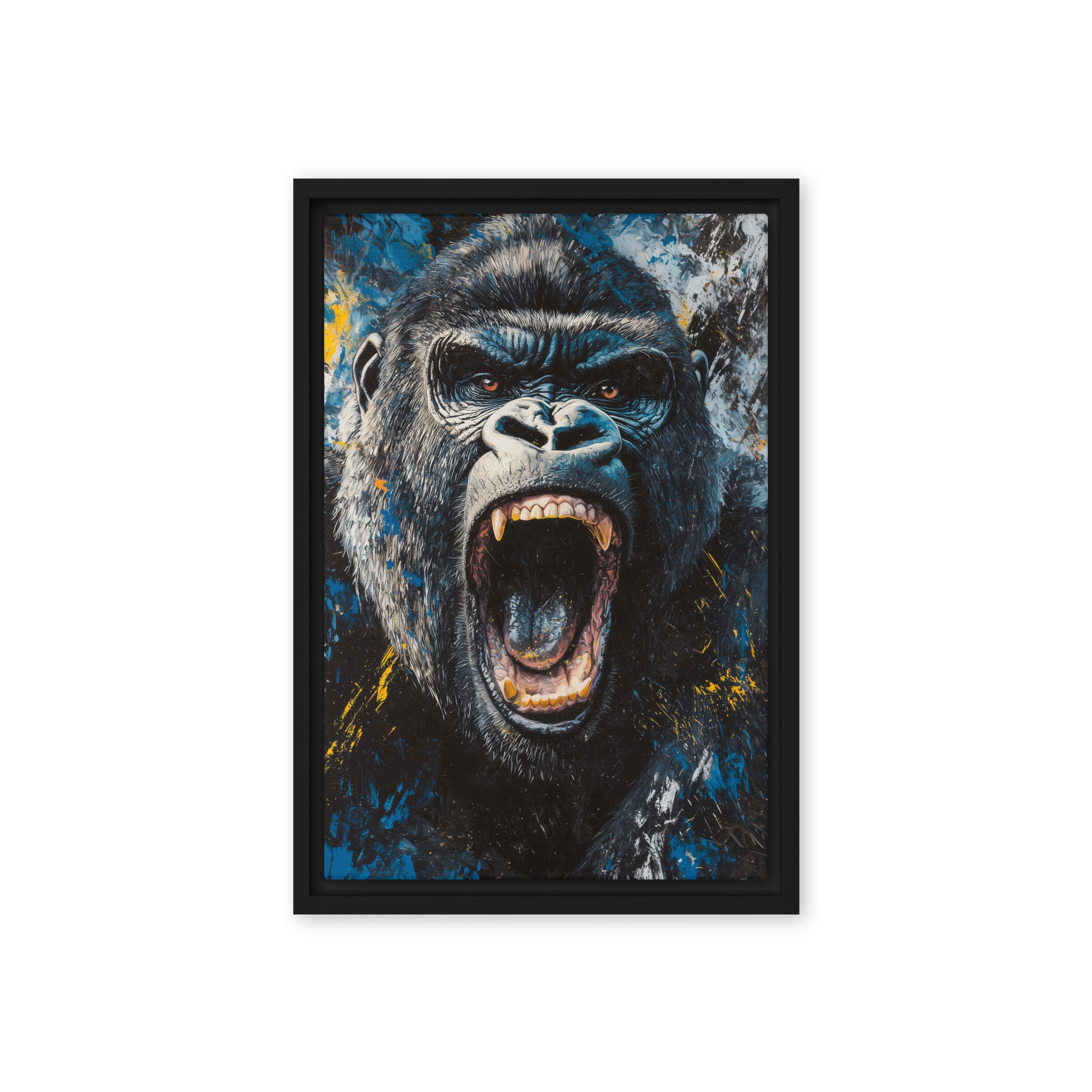 Roaring Gorilla Modern Art Framed Canvas