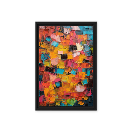 Colorful Impasto Art Framed Canvas