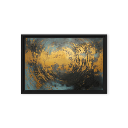 Teal & Gold Abstract Art Framed Canvas
