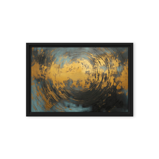 Teal & Gold Abstract Art Framed Canvas