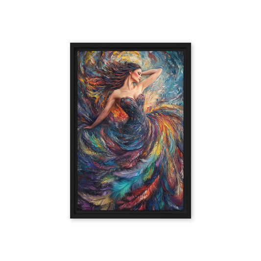 Woman In A Colorful Feather Dress Modern Art Digital Print
