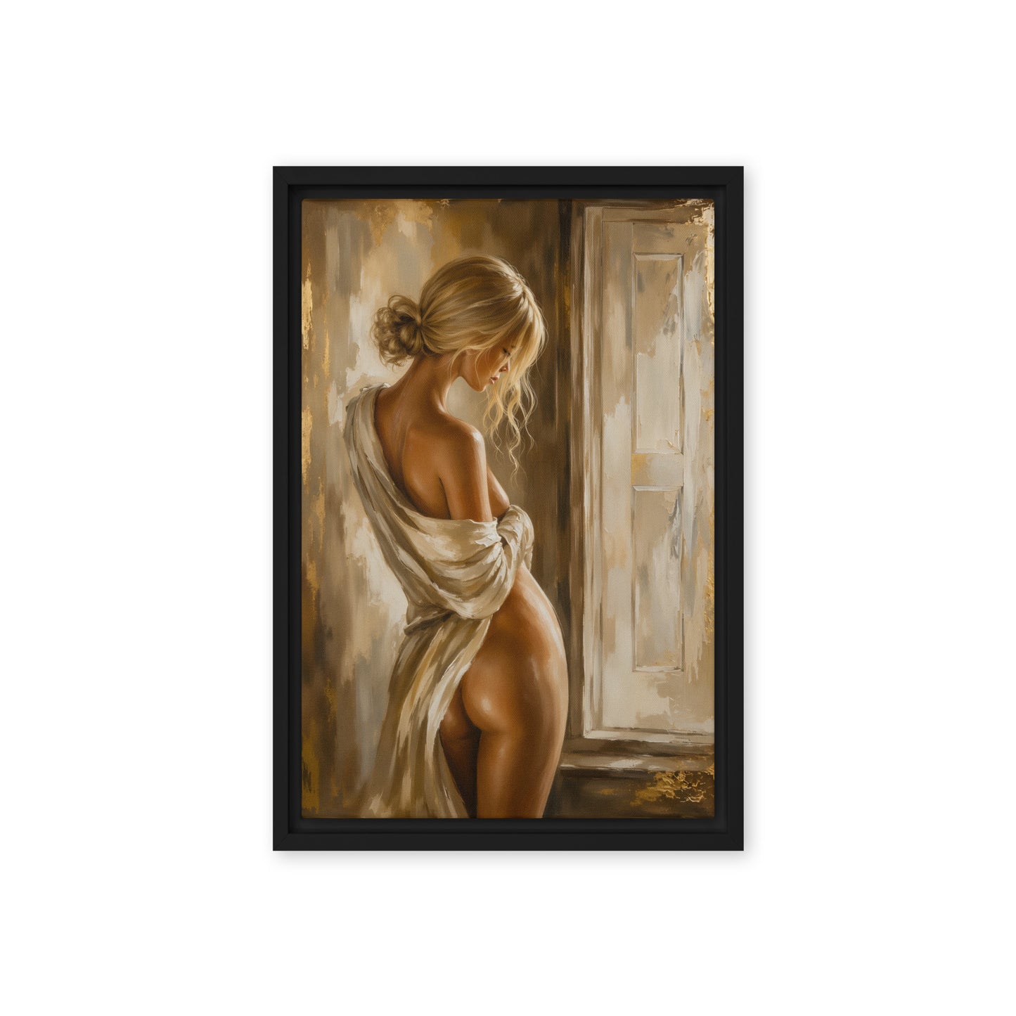 Blonde Woman Sensual Art Framed Canvas - PaintFu