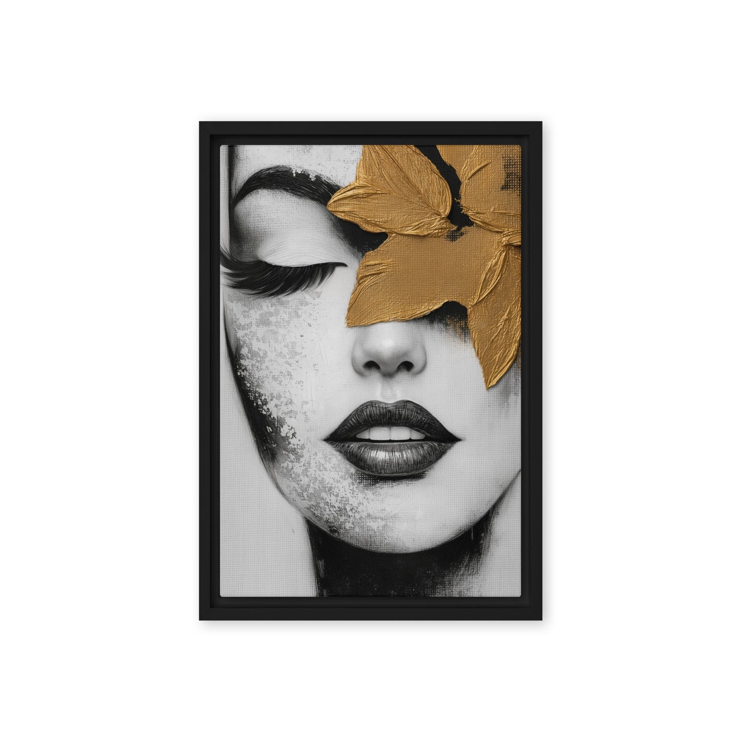 Woman Face Portrait Modern Art Framed Canvas - PaintFu