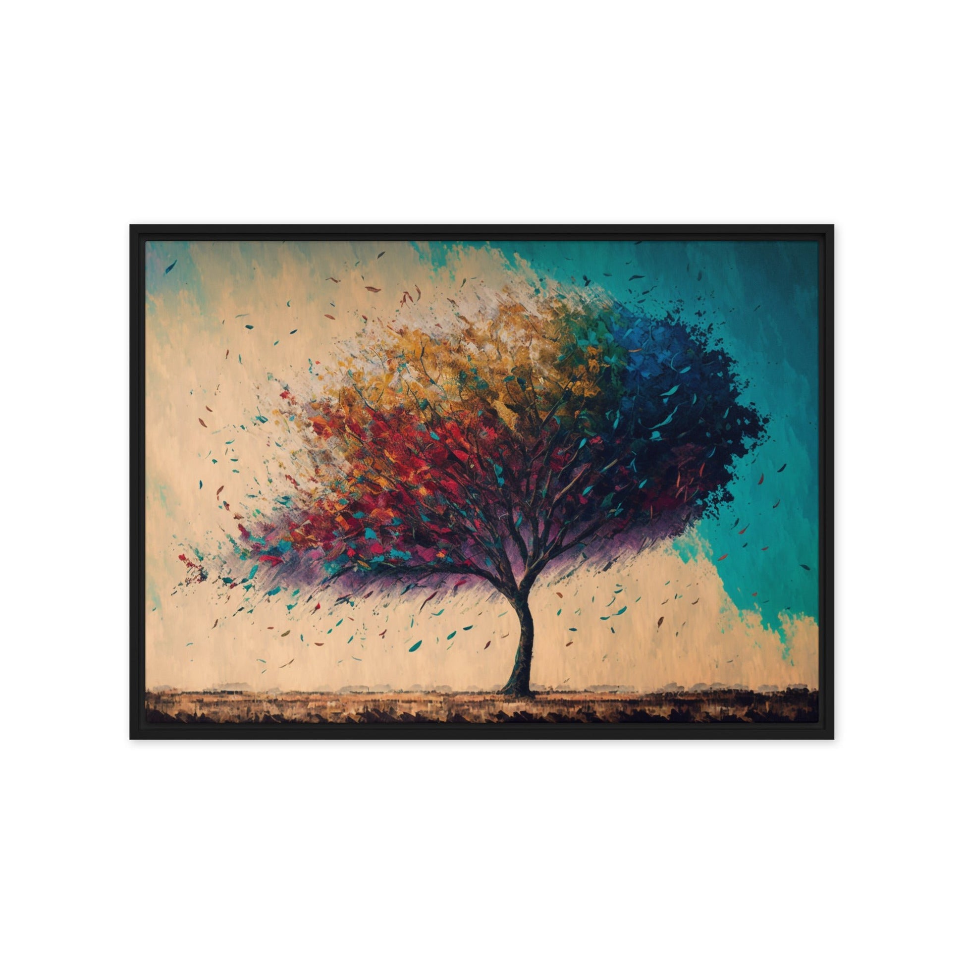 Colorful Tree Modern Art Framed Canvas