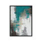 Teal White Grey Silver Modern Art Framed Canvas