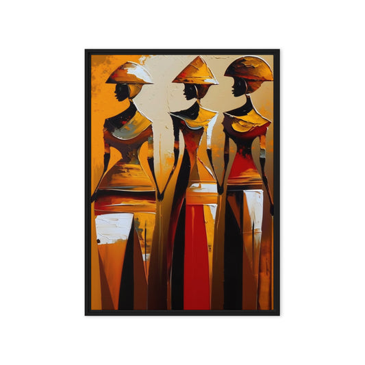 African Women Abstract Art Framed Canvas