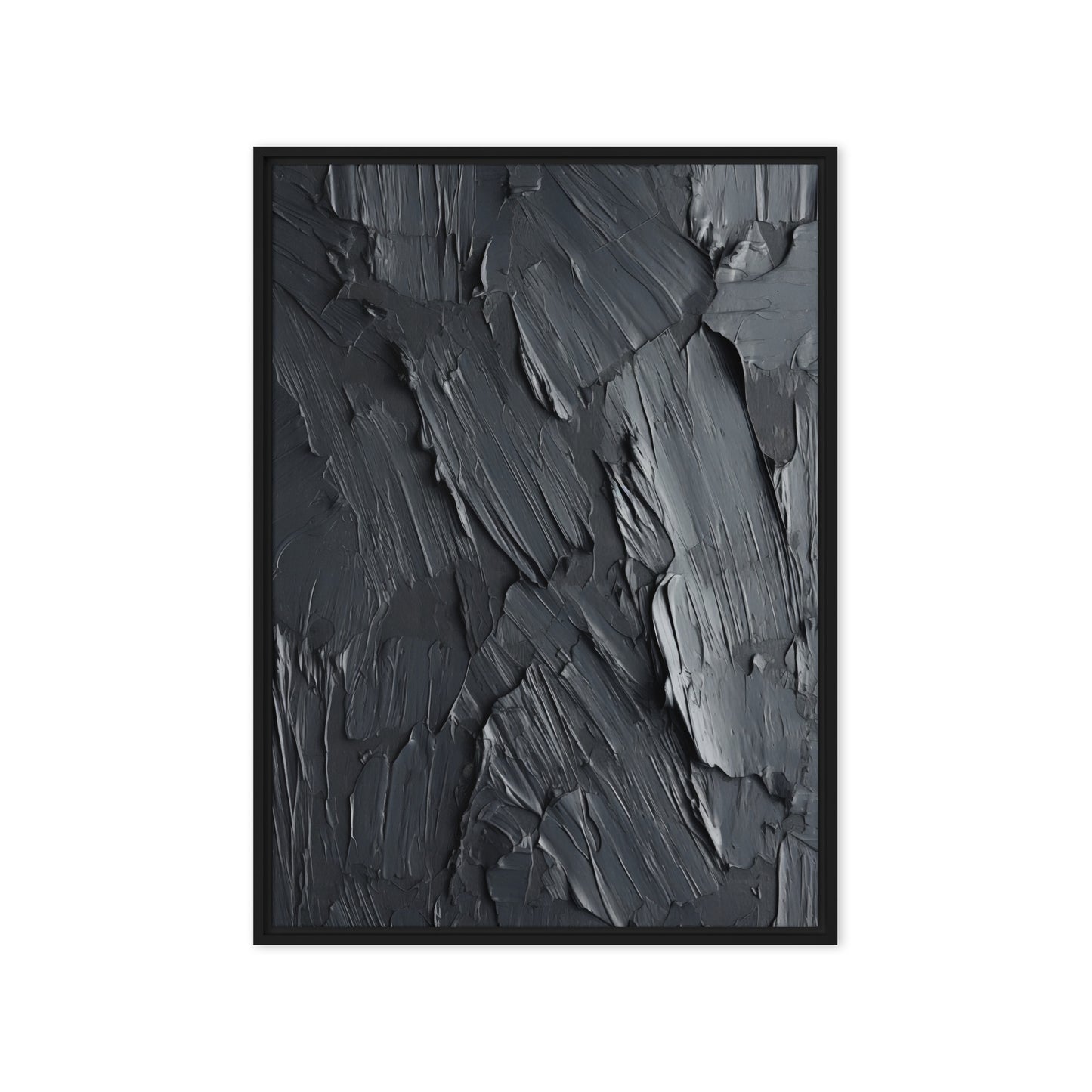 Black Impasto Art Framed Canvas