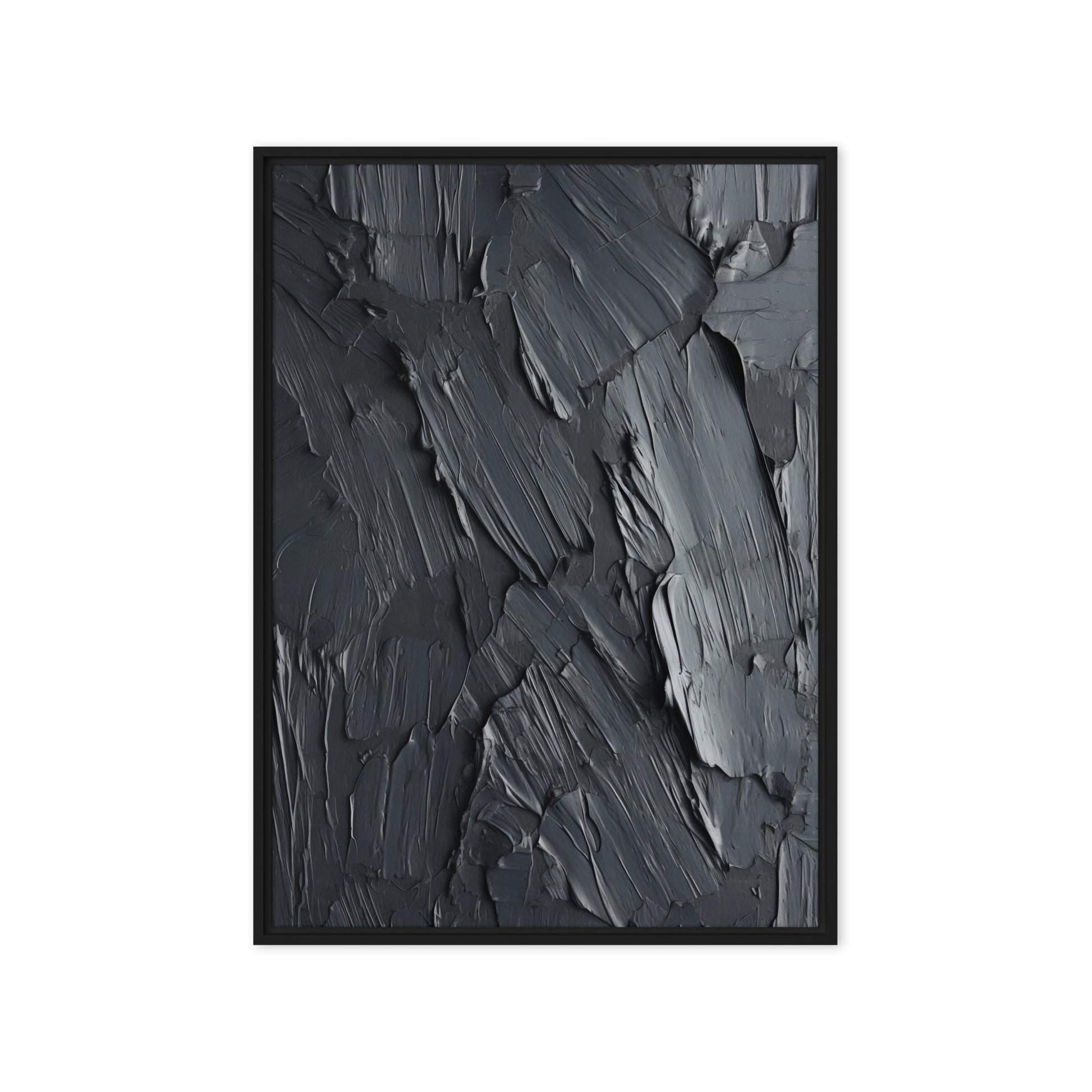 Black Impasto Art Framed Canvas