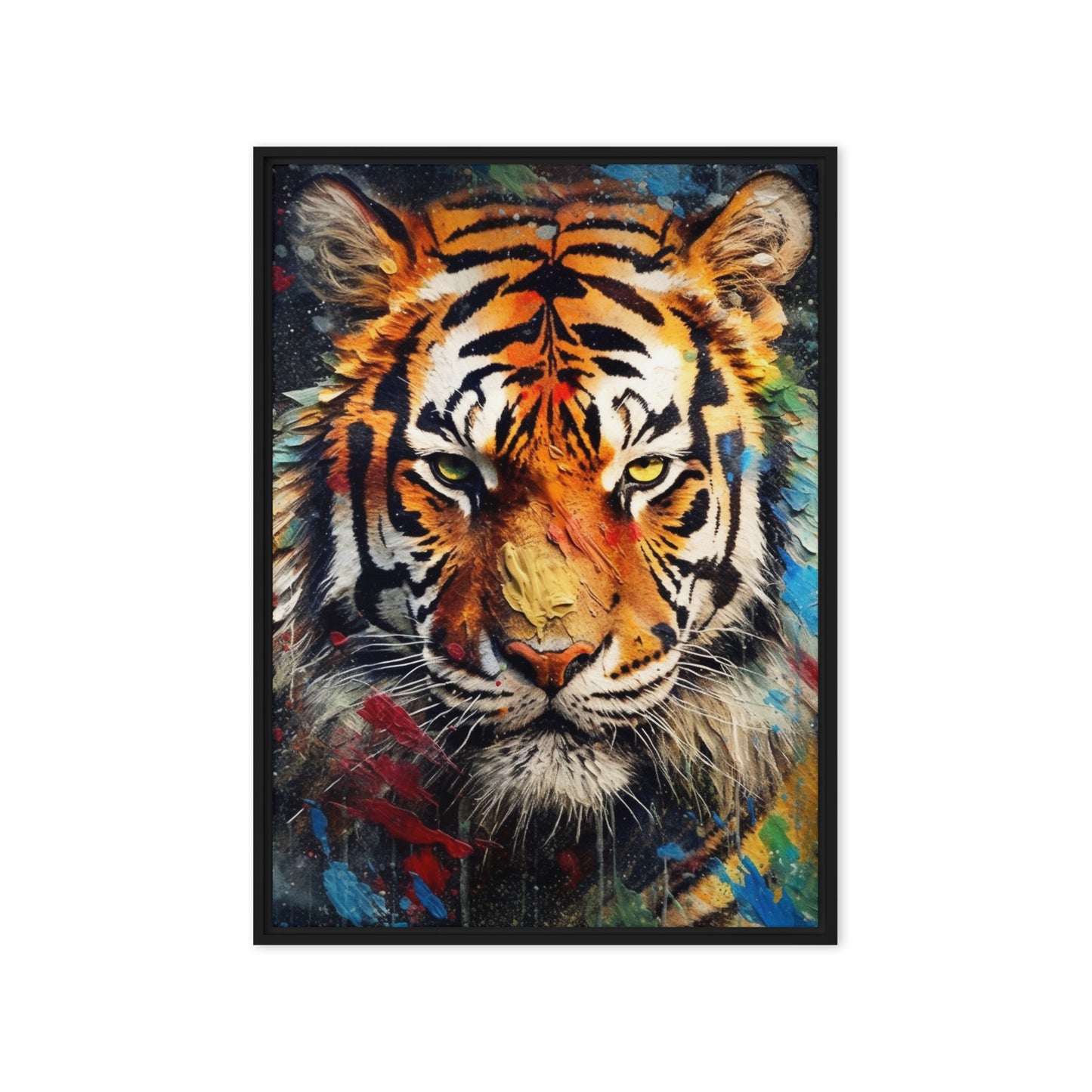 Colorful Tiger Modern Art Framed Canvas