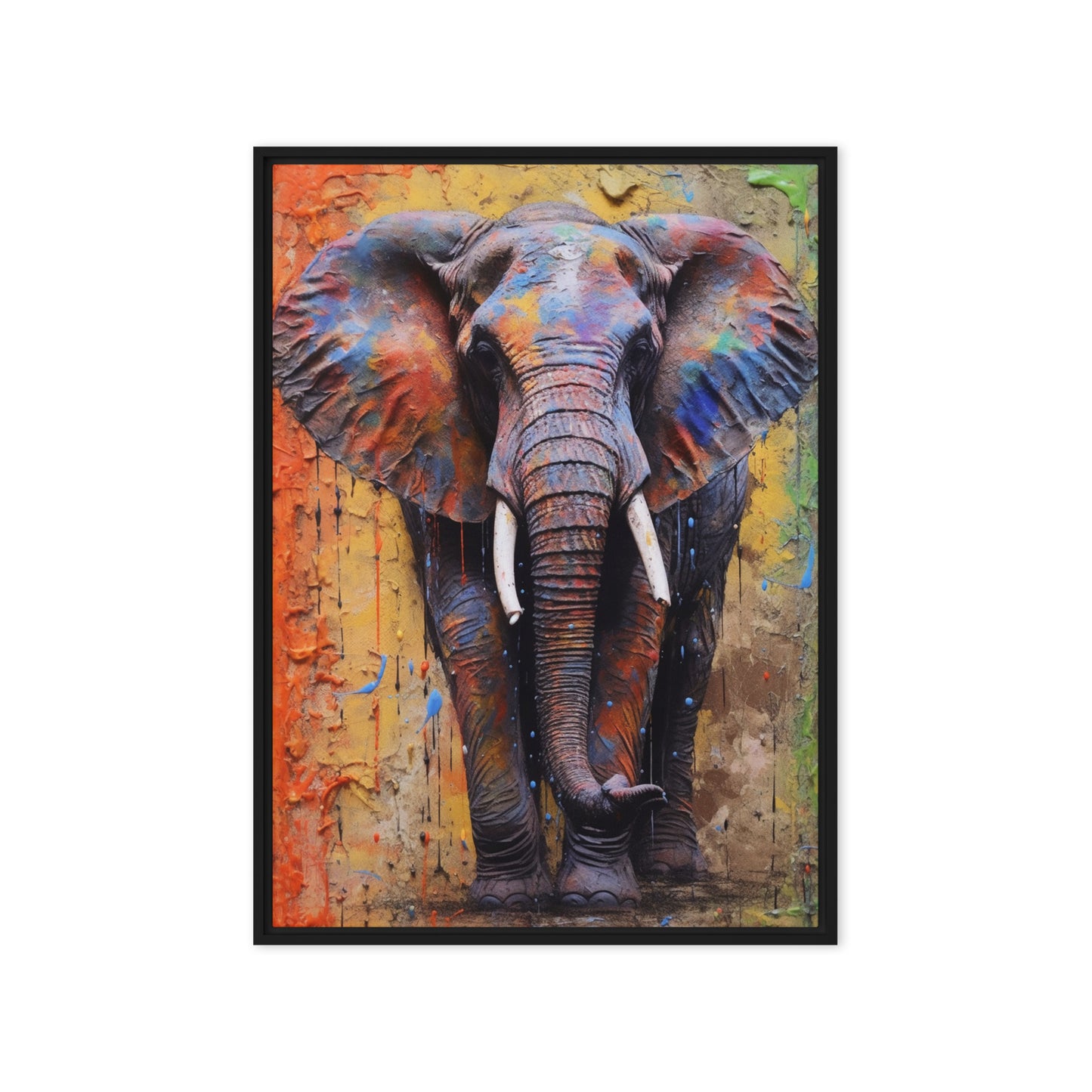 Colorful Elephant Framed Canvas