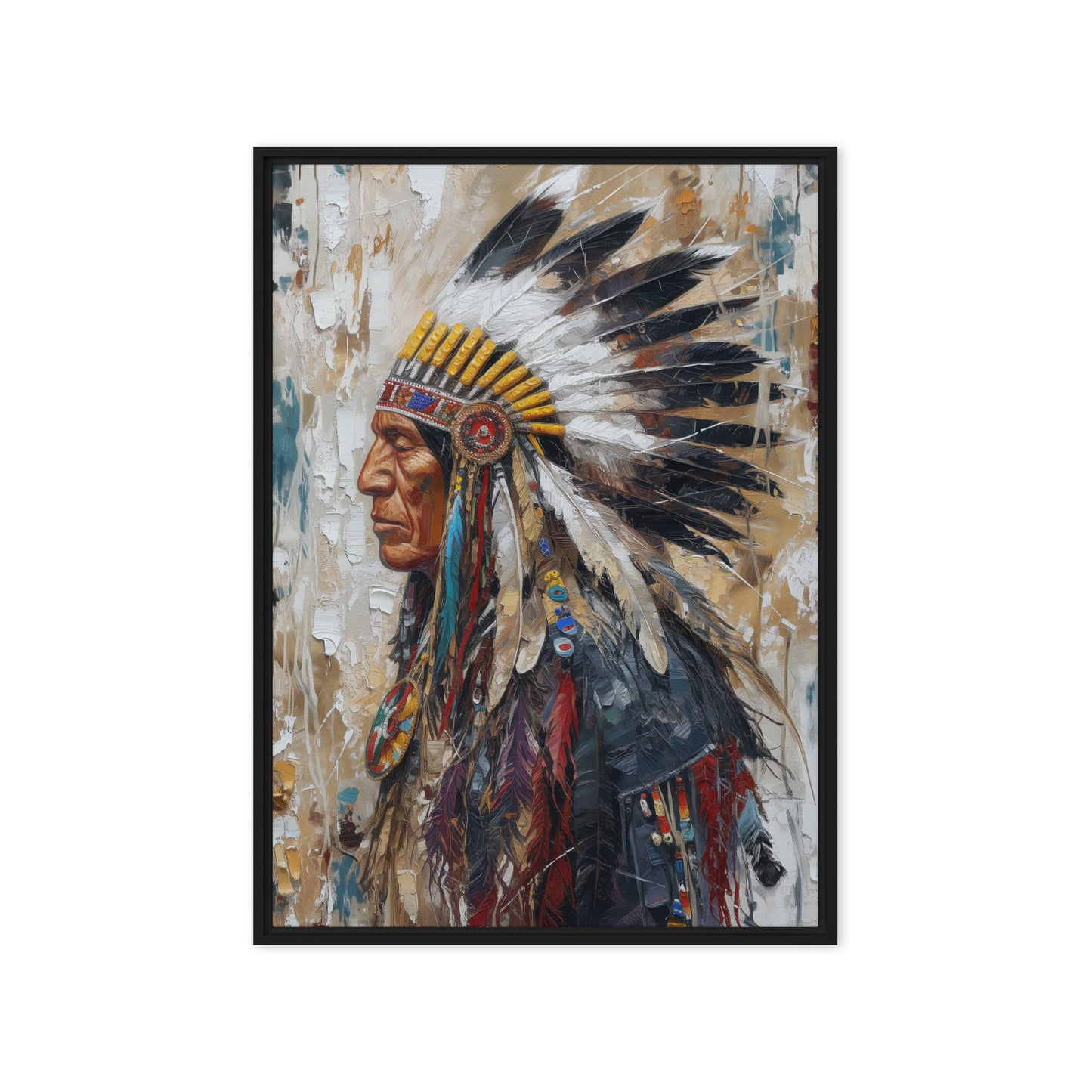 Chief Native American Art Framed Canvas