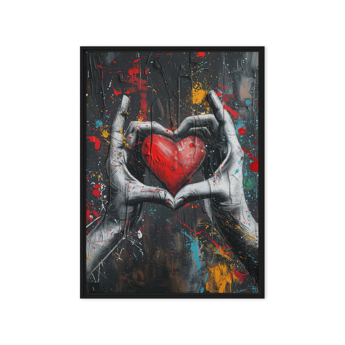 Heart Graffiti Art Framed Canvas