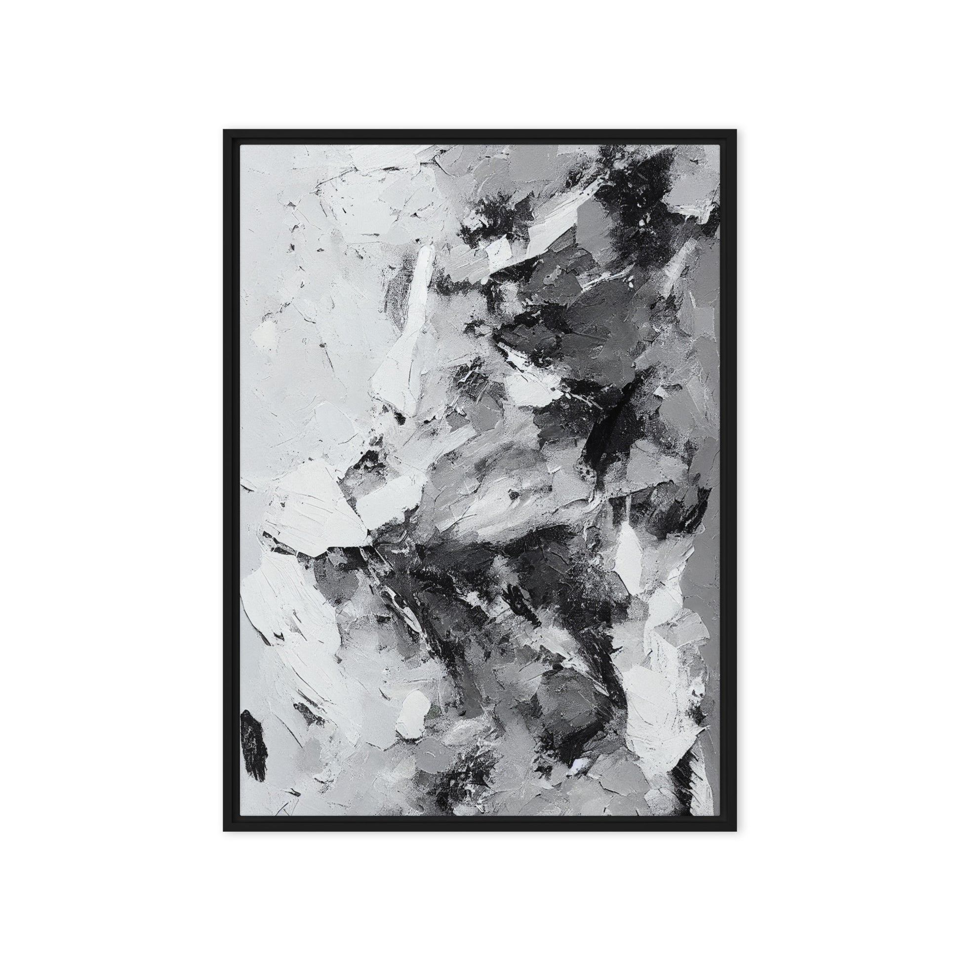 Grey White Black Modern Art Framed Canvas