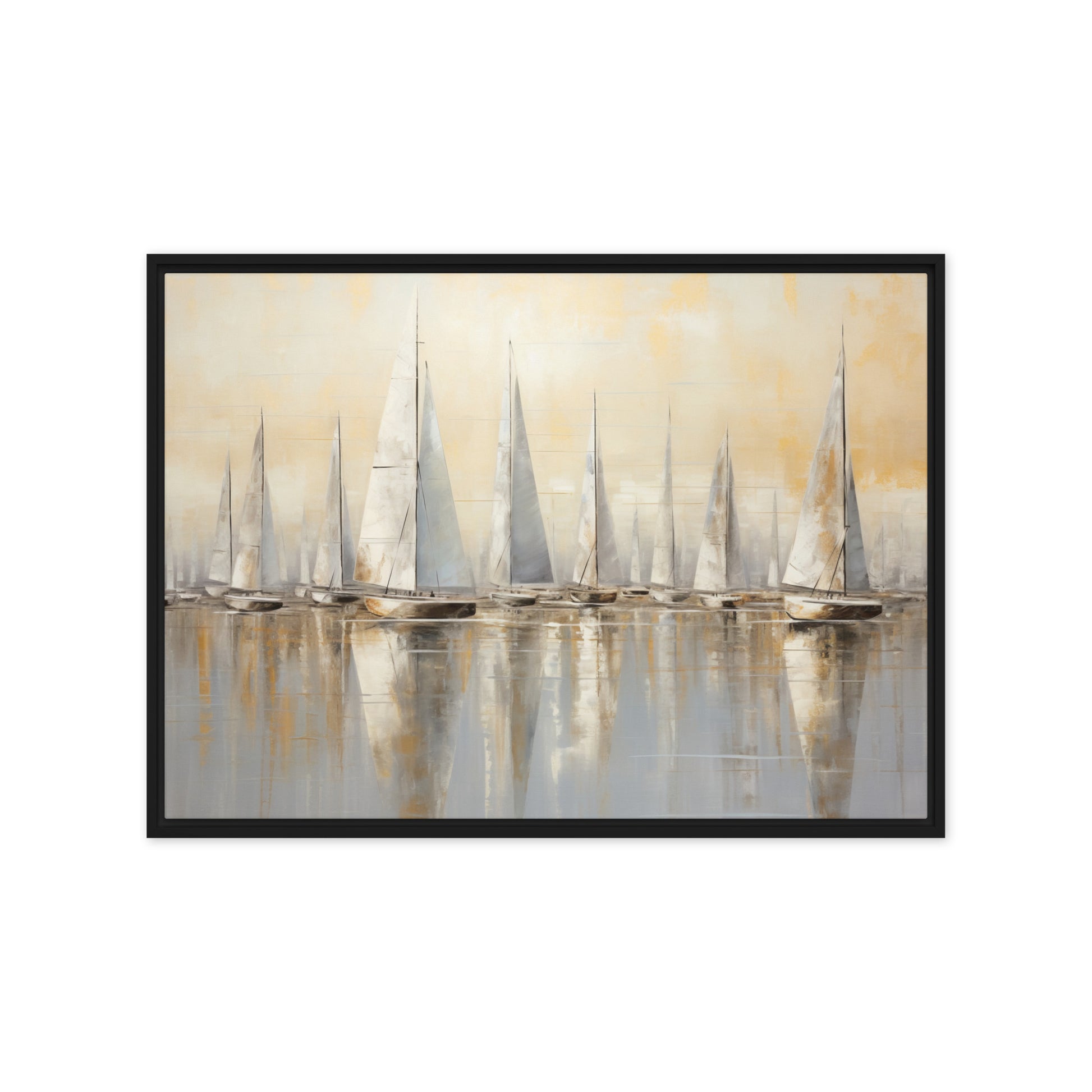 Sailboats Nautical Wall Art Framed Canvas