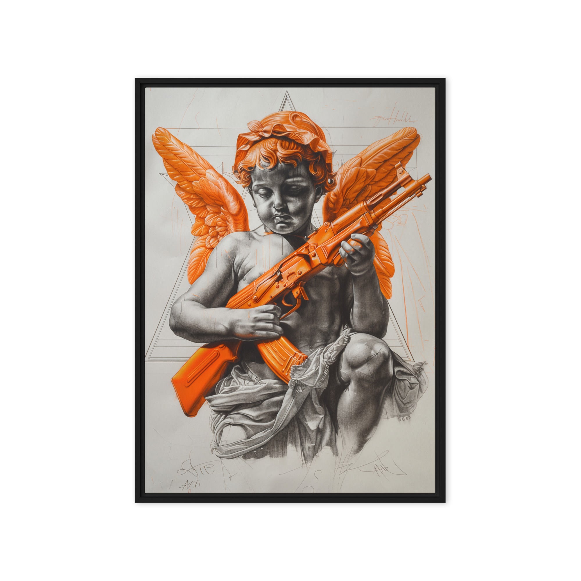 Buy Angel Holding an AK47 Surreal Art Framed Canvas | PaintFu