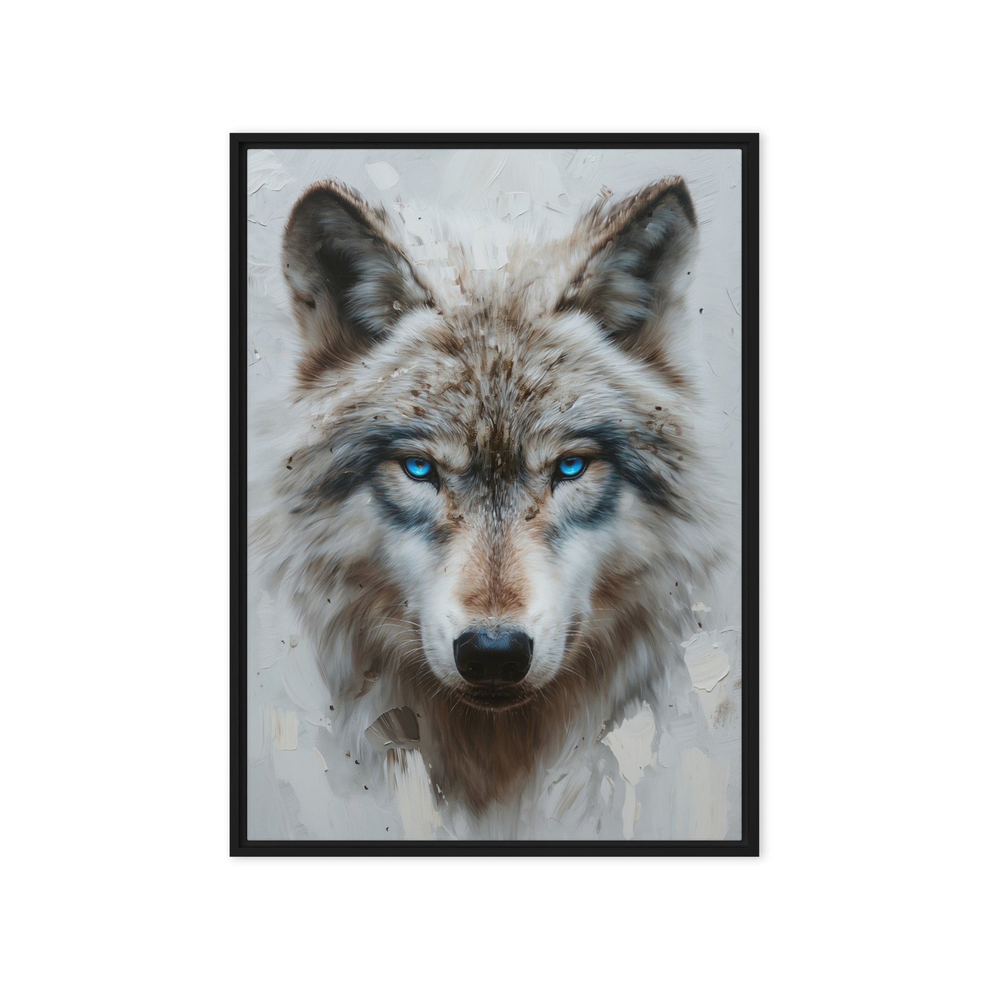 Blue Eyed Wolf Modern Art Framed Canvas