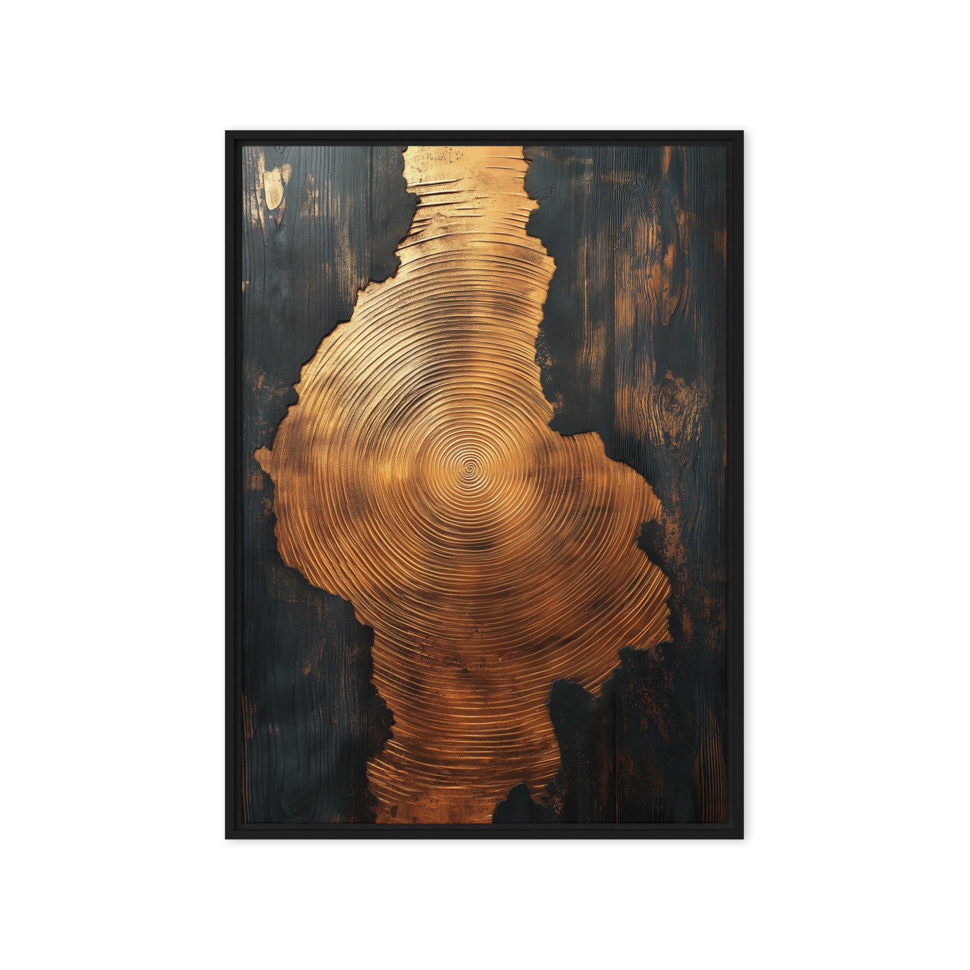 Golden Spiral Wood Art Framed Canvas