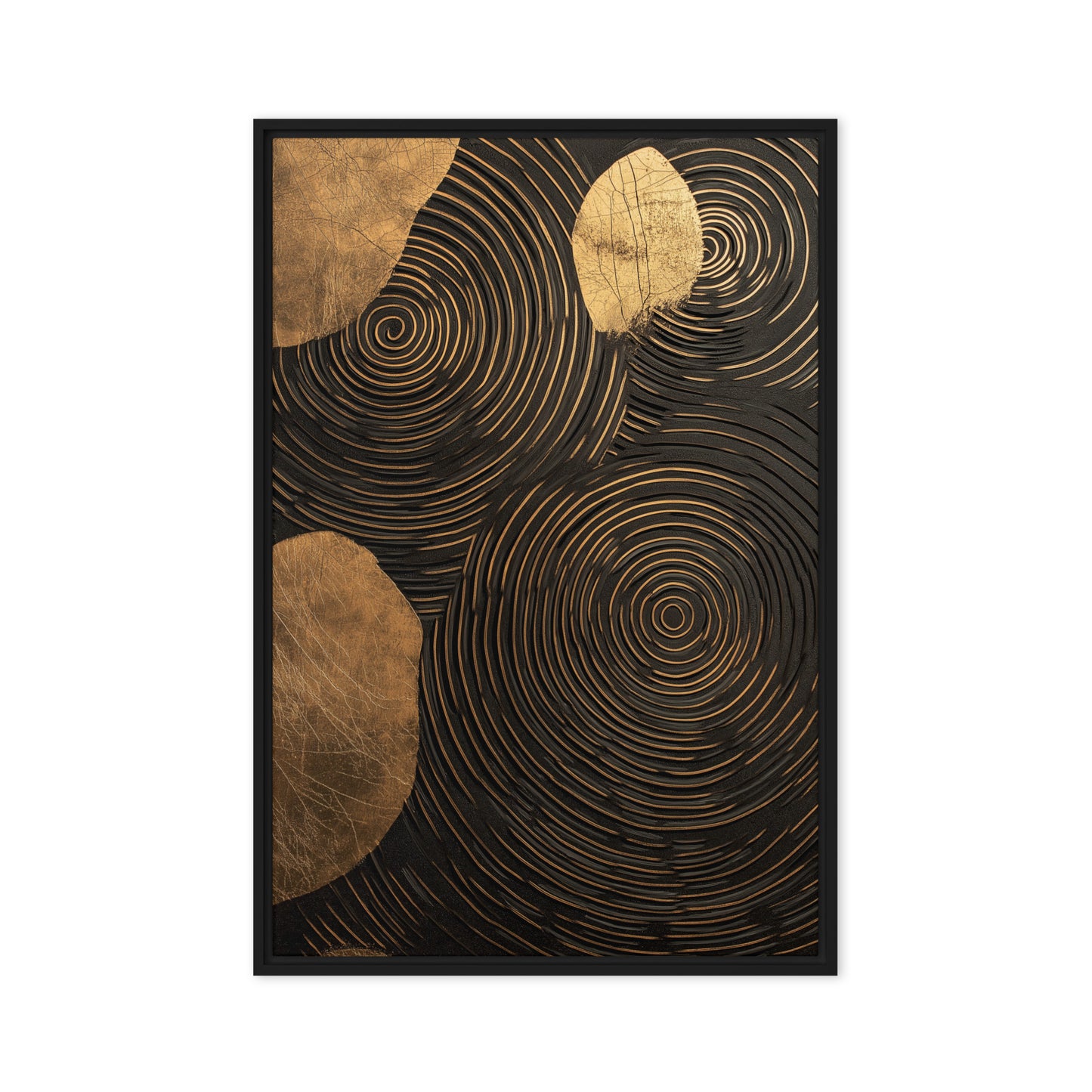 Spiral Black and Gold Modern Art Framed Canvas