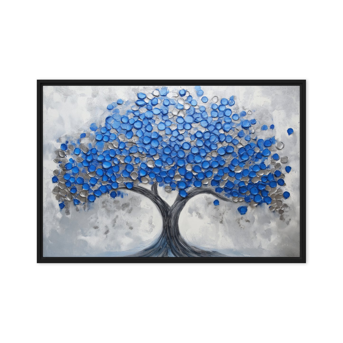 Blue Tree Modern Art Framed Canvas