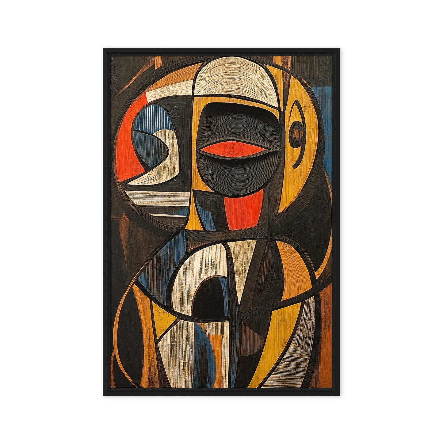 African Abstract Art Framed Canvas