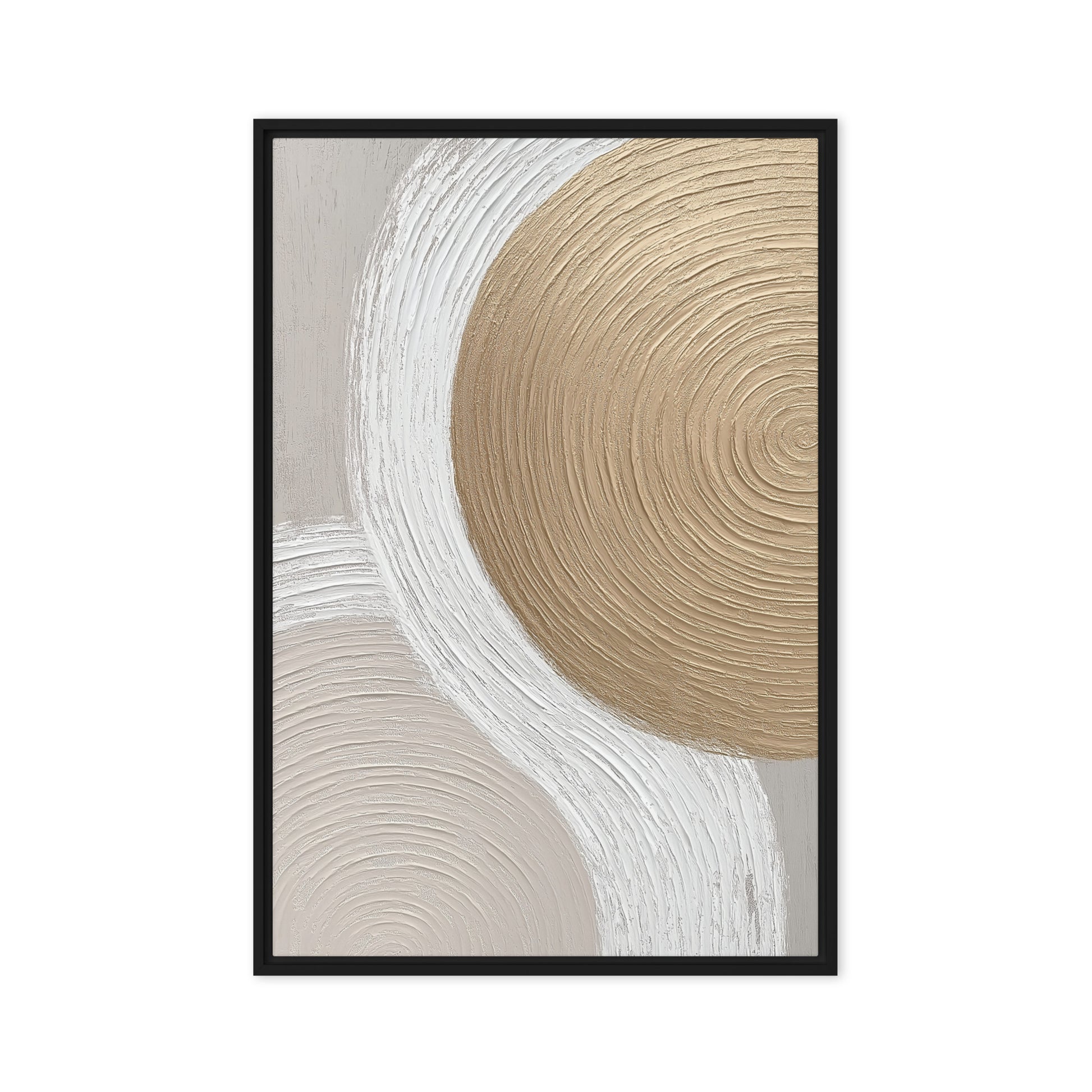 Beige and Gold Modern Art Framed Canvas