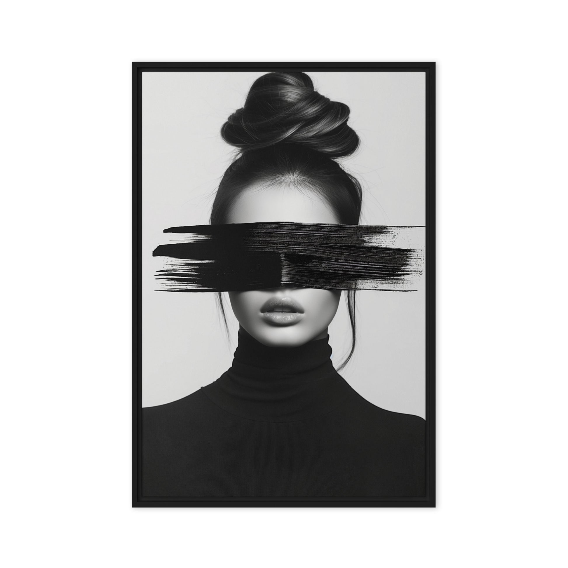Woman Portrait Minimalist Art Framed Canvas