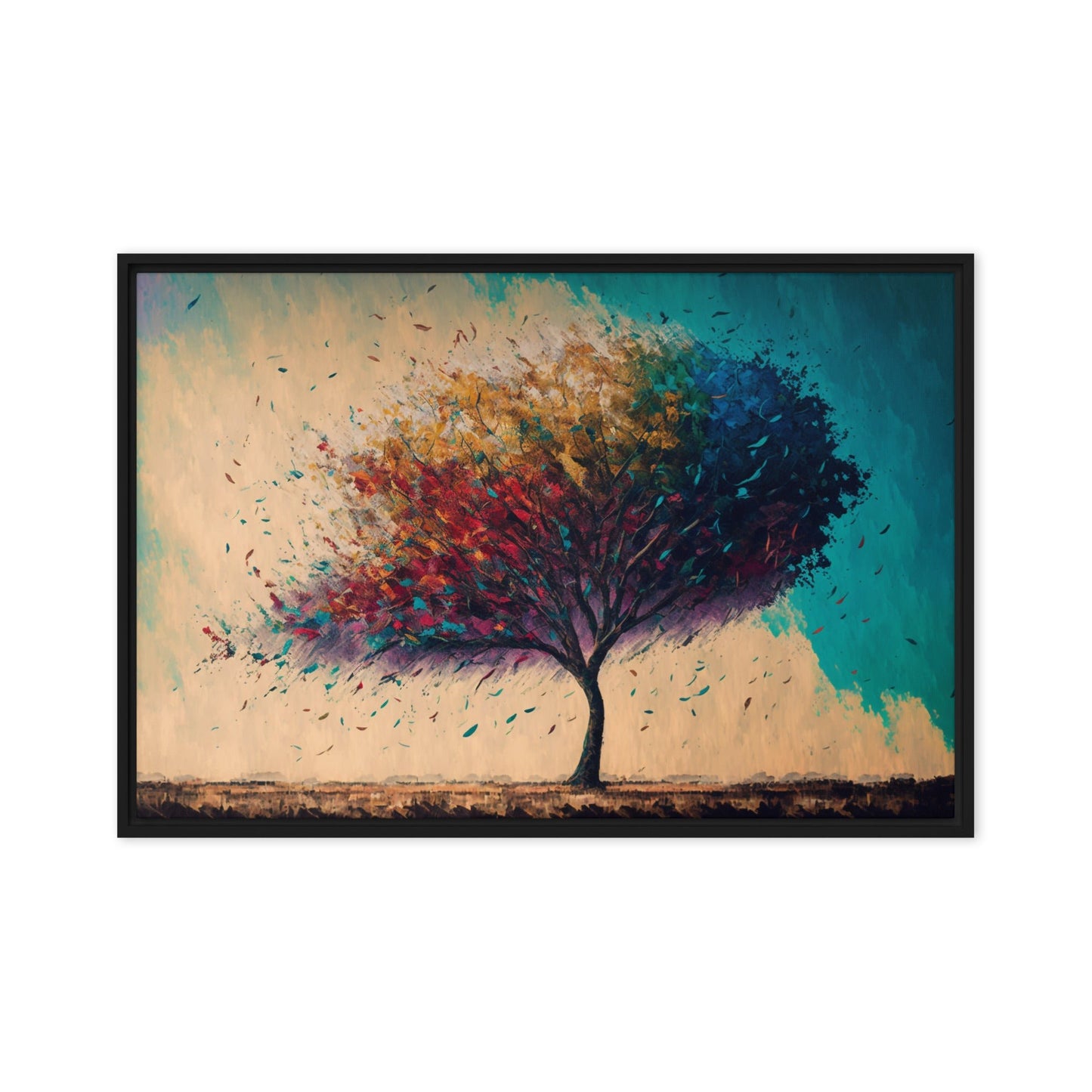 Colorful Tree Modern Art Framed Canvas