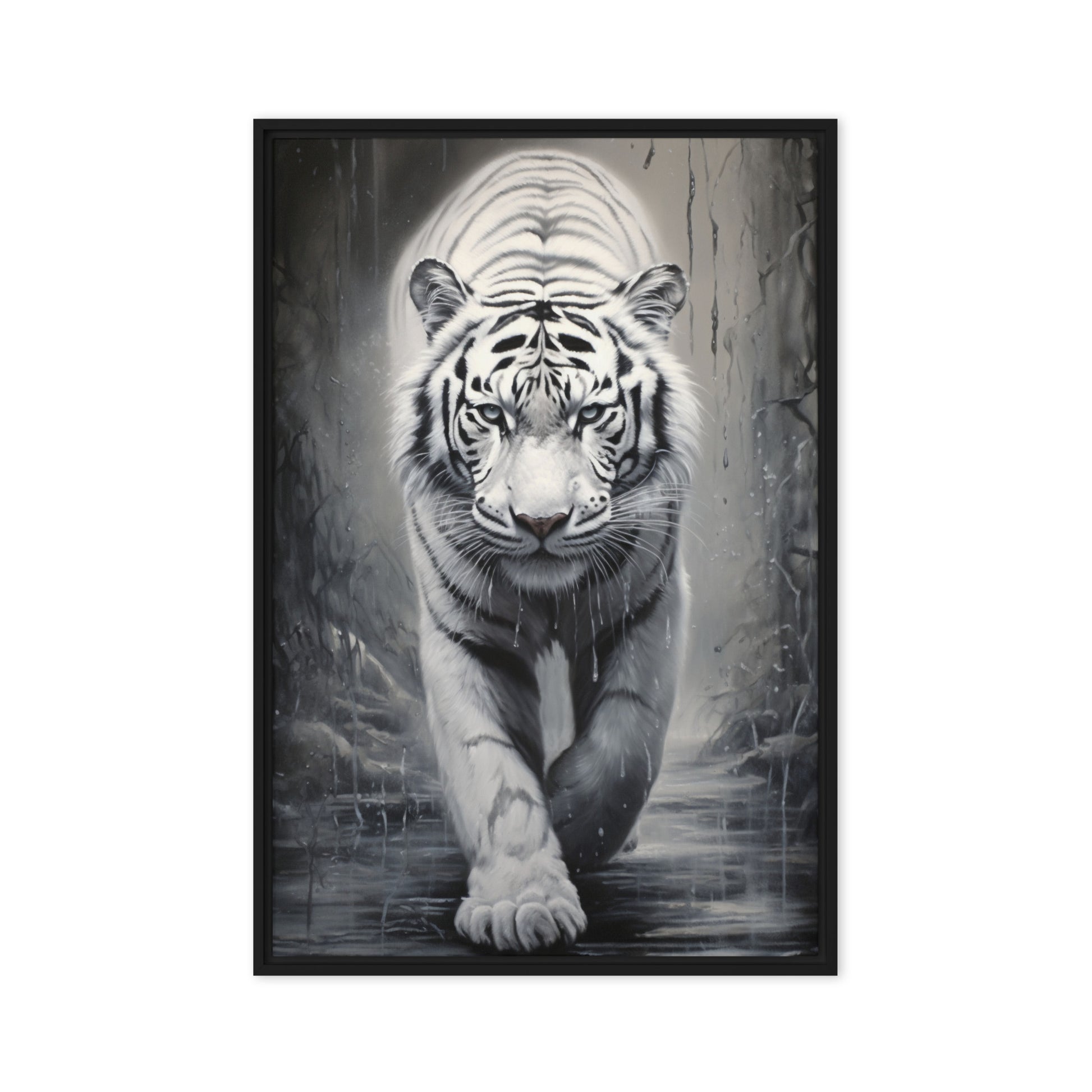 White Tiger Framed Canvas