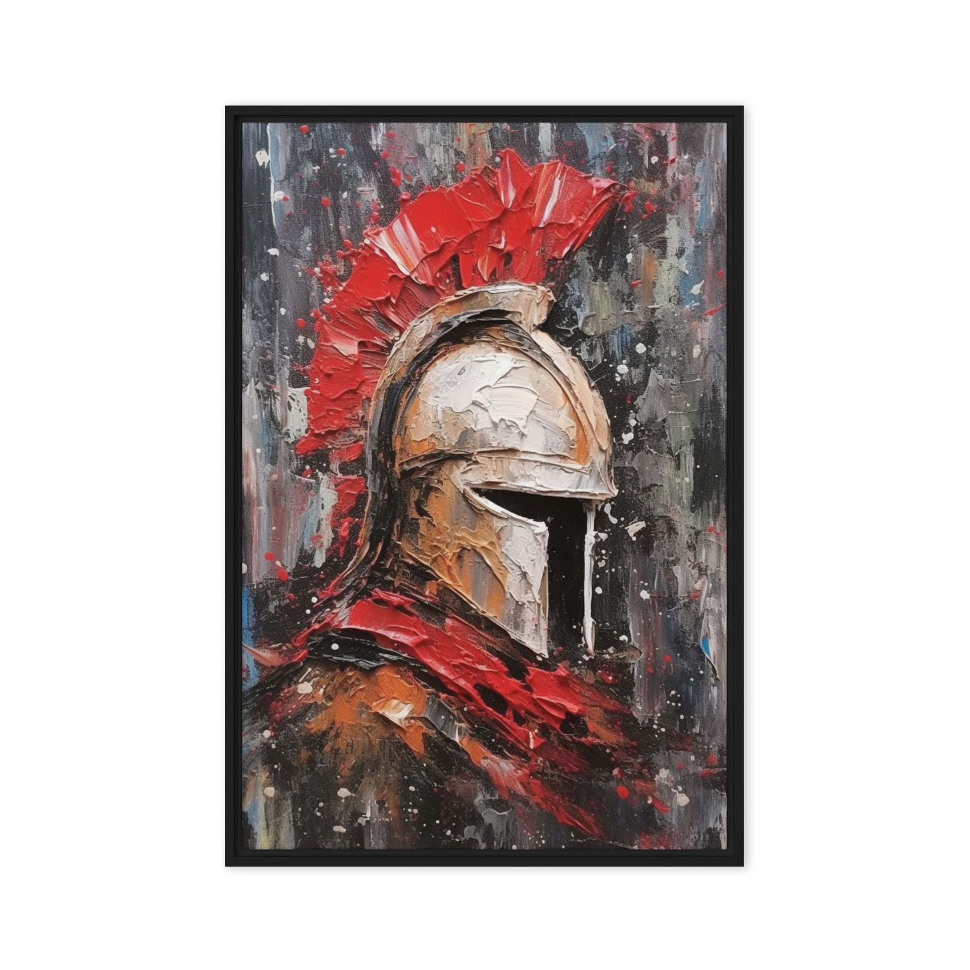 Spartan Helmet Modern Art Framed Canvas