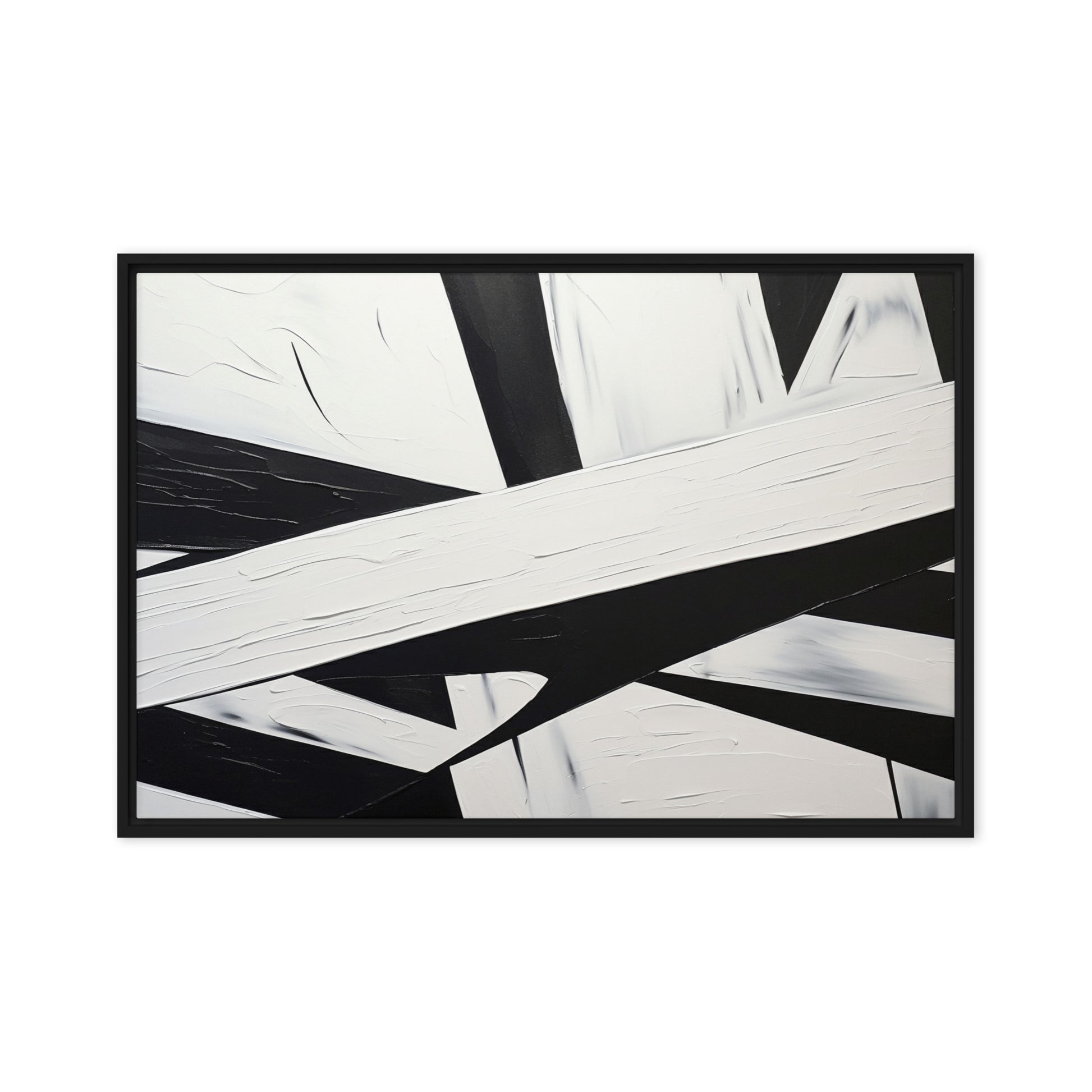 Black White Geometrical Art Framed Canvas
