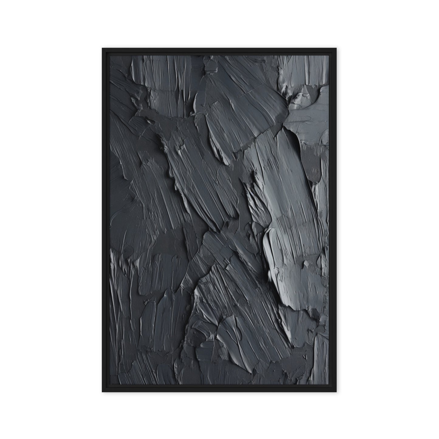 Black Impasto Art Framed Canvas