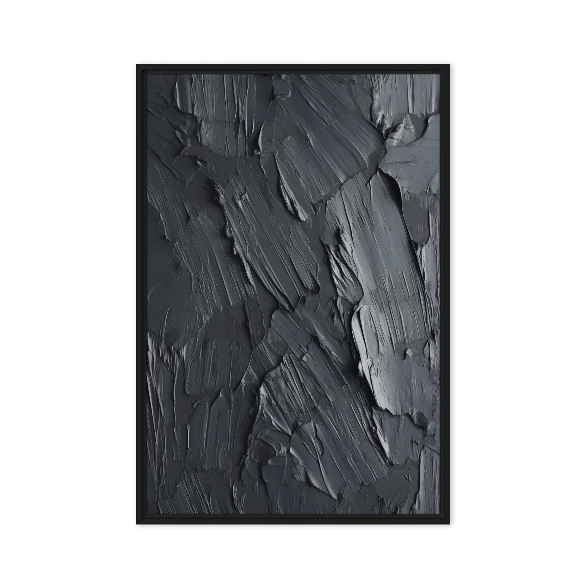 Black Impasto Art Framed Canvas