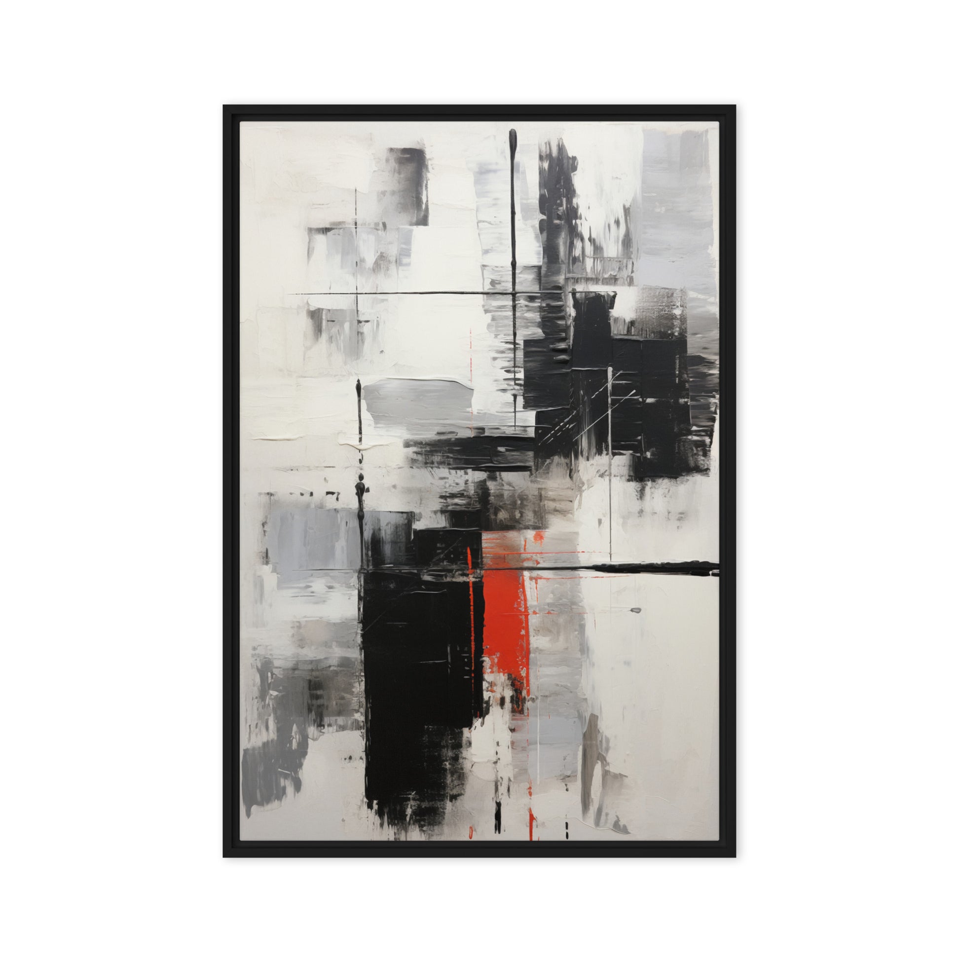 Black White Red Modern Art Framed Canvas
