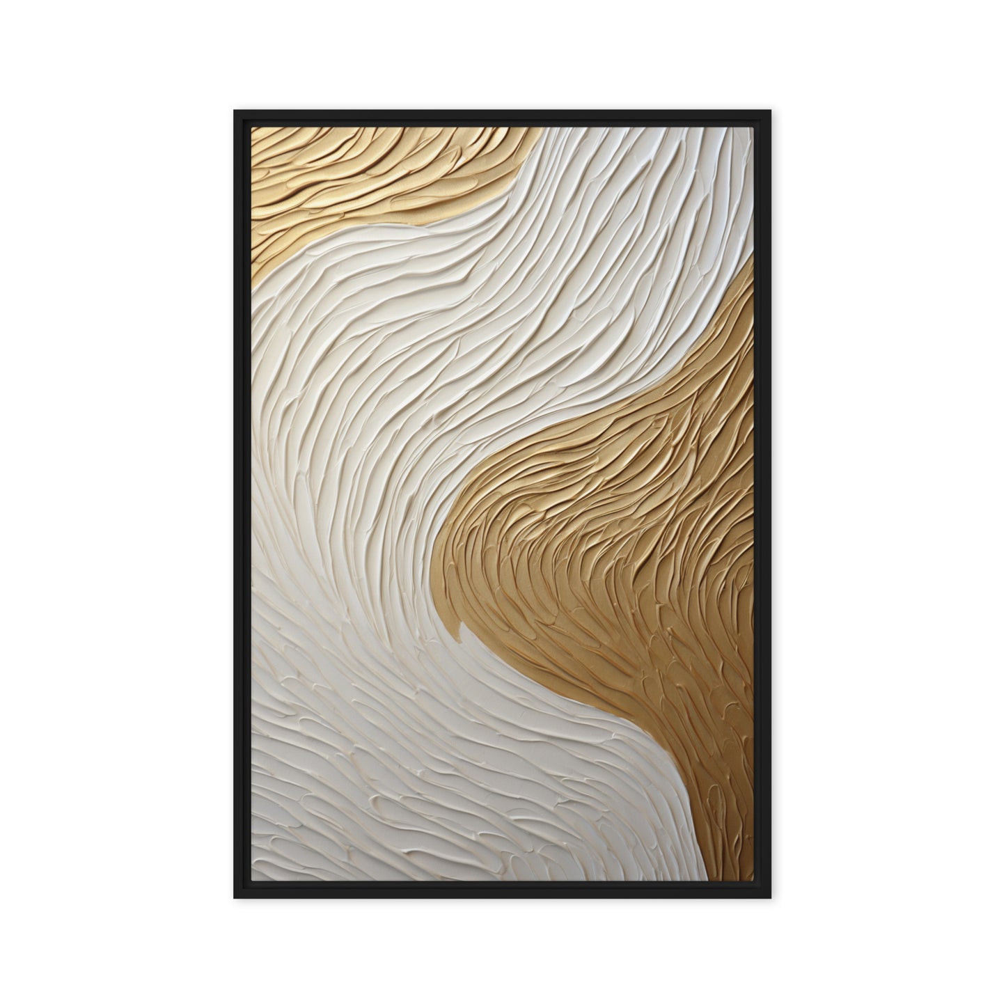 White Gold Impasto Art Framed Canvas