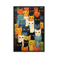 Cats Colorful Collage Famed Canvas
