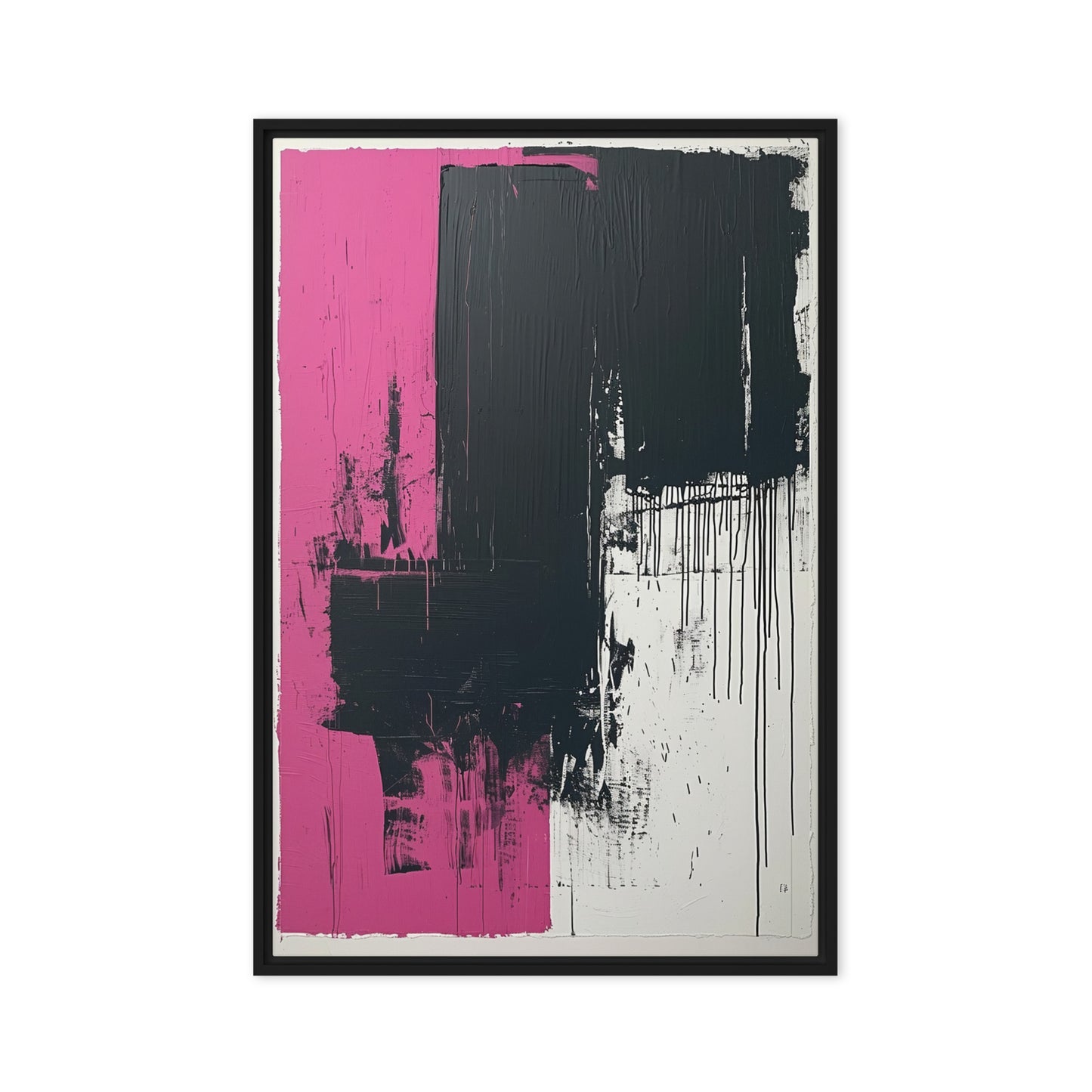 Pink Black Modern Art Framed Canvas