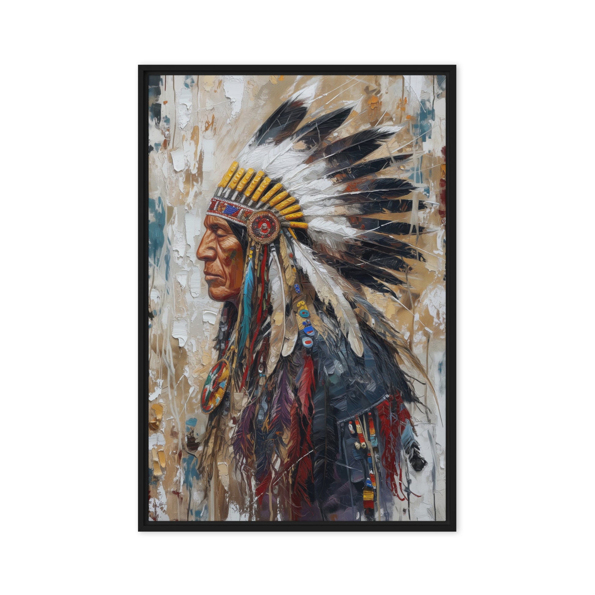 Chief Native American Art Framed Canvas