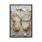 Butterfly White & Gold Modern Art Framed Canvas