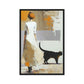 Woman with Black Cat Modern Art Framed Canvas