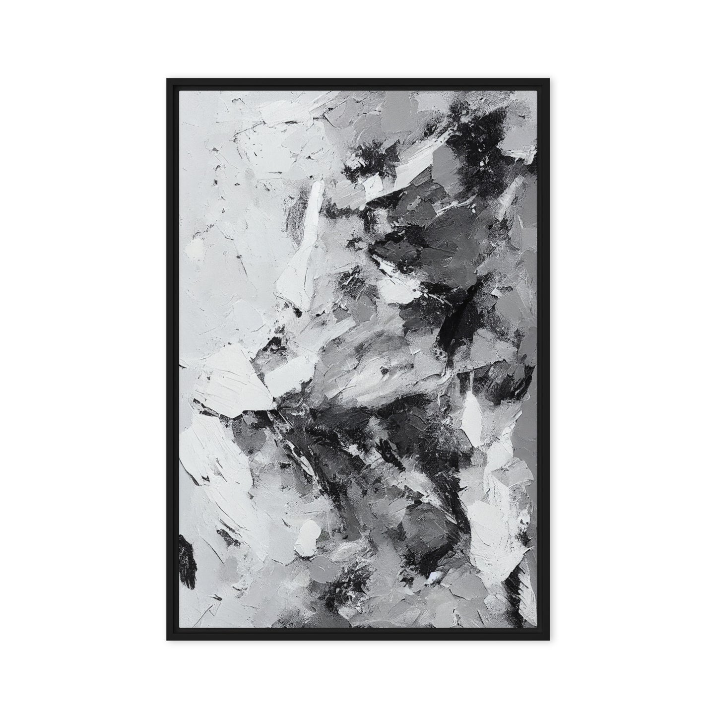 Grey White Black Modern Art Framed Canvas
