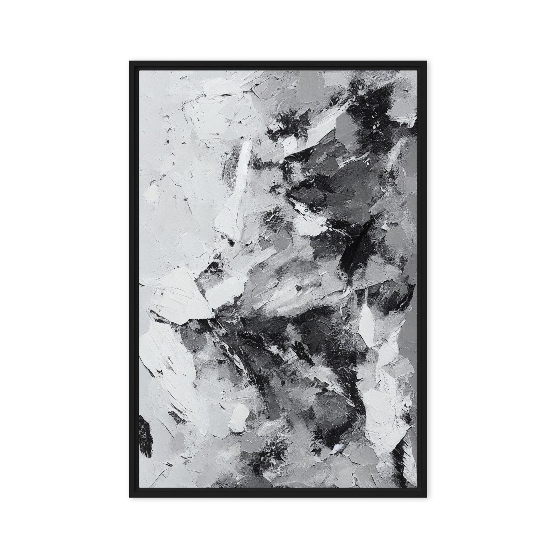 Grey White Black Modern Art Framed Canvas