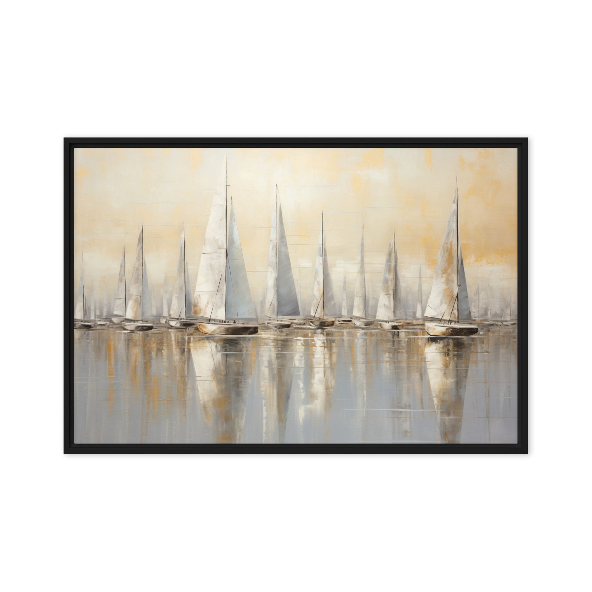 Sailboats Nautical Wall Art Framed Canvas
