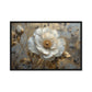 White and Gold Flowers Floral Art Framed Canvas