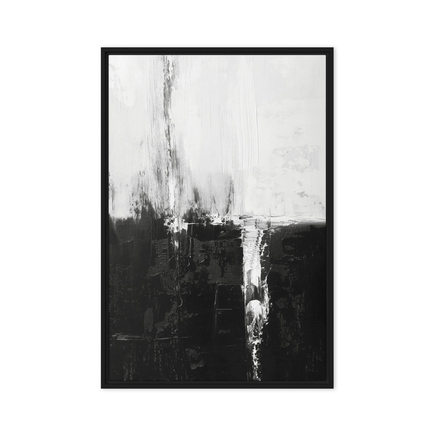 Black White Abstract Art Framed Canvas