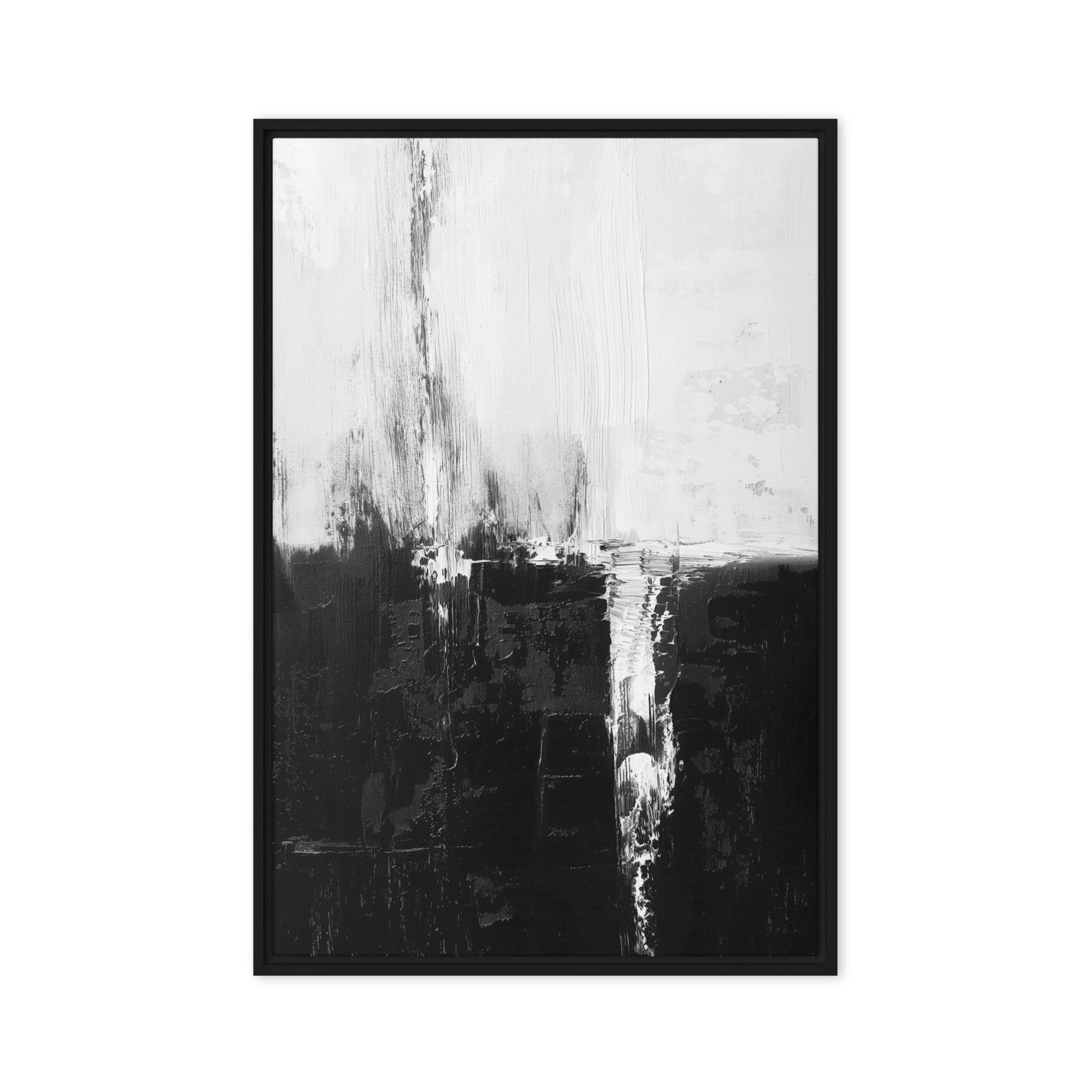 Black White Abstract Art Framed Canvas