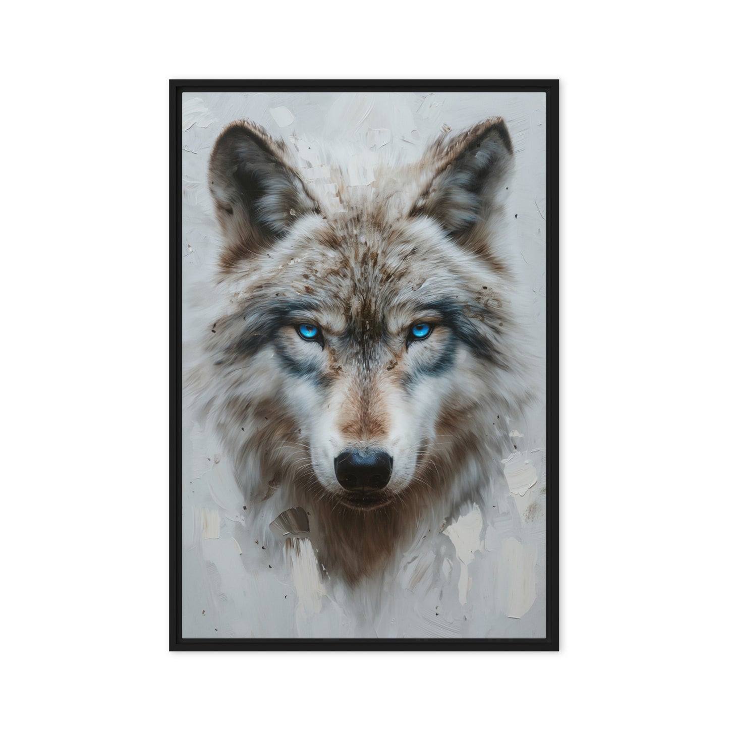 Blue Eyed Wolf Modern Art Framed Canvas